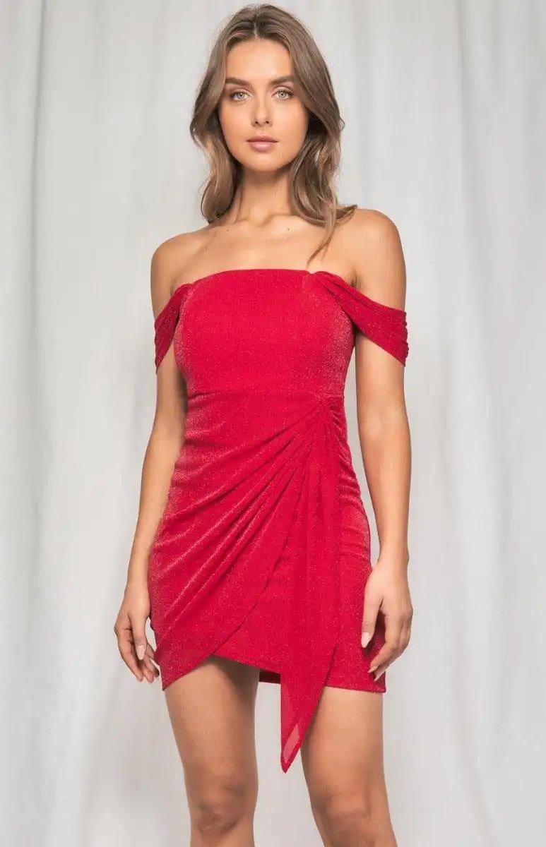Strapless Drape Mini Dress Sparkly Lurex Asymmetric | Winnie & Co Shweetcheeks Collection Strapless Drape Mini Dress Sparkly Lurex Asymmetric | Winnie & Co Shweetcheeks Collection