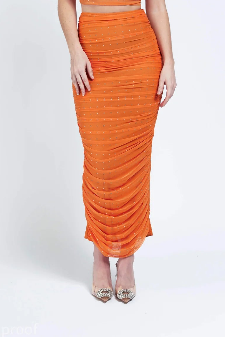 Crystal Rhinestone Midi Skirt