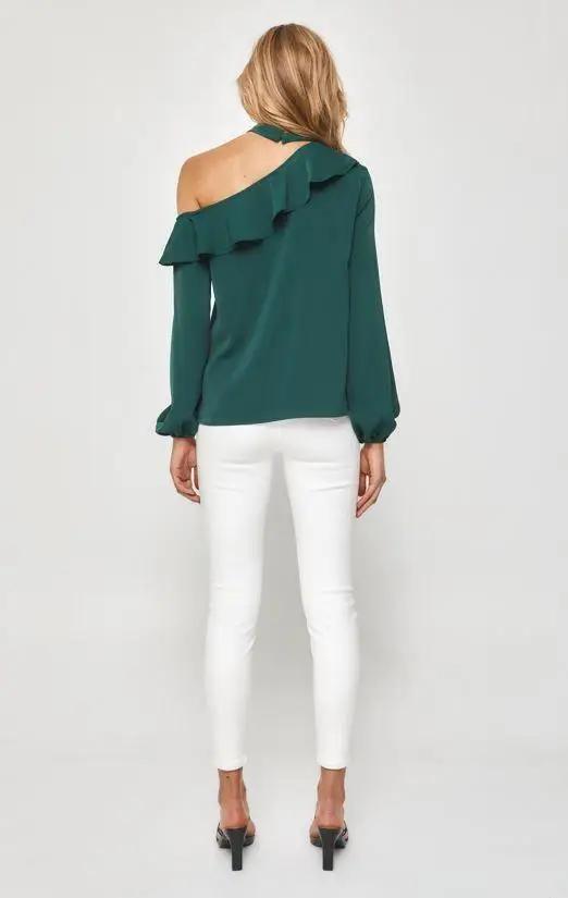 Frill Neckline one-shoulder top - Shweetcheeks Collection