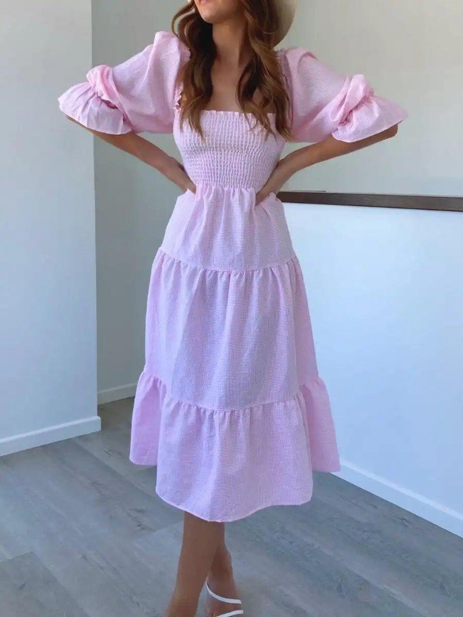 pink gingham dress australia Florence Mini Dress