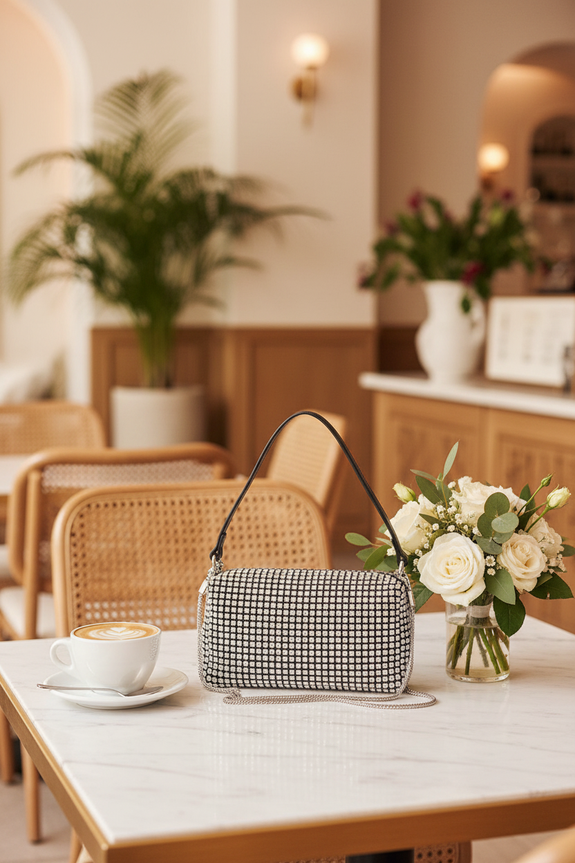 Madonna Evening Clutch Silver – Café