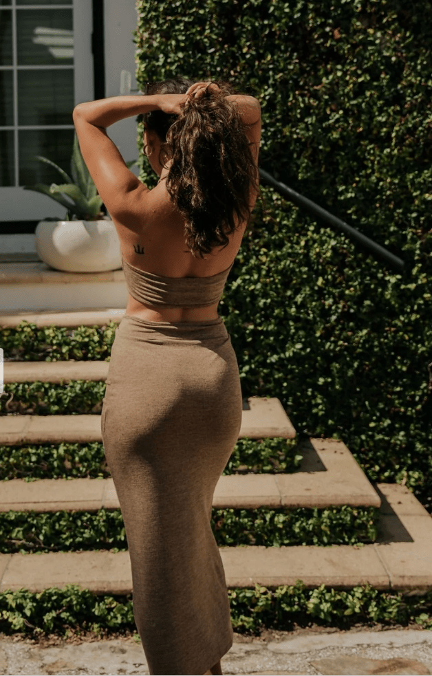 Miami Knot Maxi Dress Halter Neck Slip Gown Style | Moss & Malibu Shweetcheeks Collection Miami Knot Maxi Dress Halter Neck Slip Gown Style | Moss & Malibu Shweetcheeks Collection