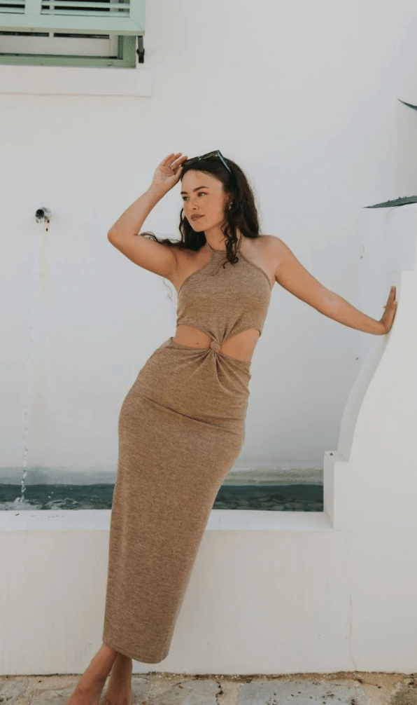 Miami Knot Maxi Dress Halter Neck Slip Gown Style | Moss & Malibu Shweetcheeks Collection Miami Knot Maxi Dress Halter Neck Slip Gown Style | Moss & Malibu Shweetcheeks Collection