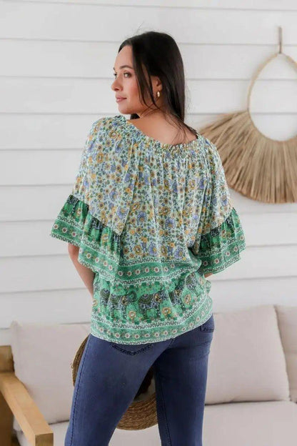 Ruffled neck top - Shweetcheeks Collection