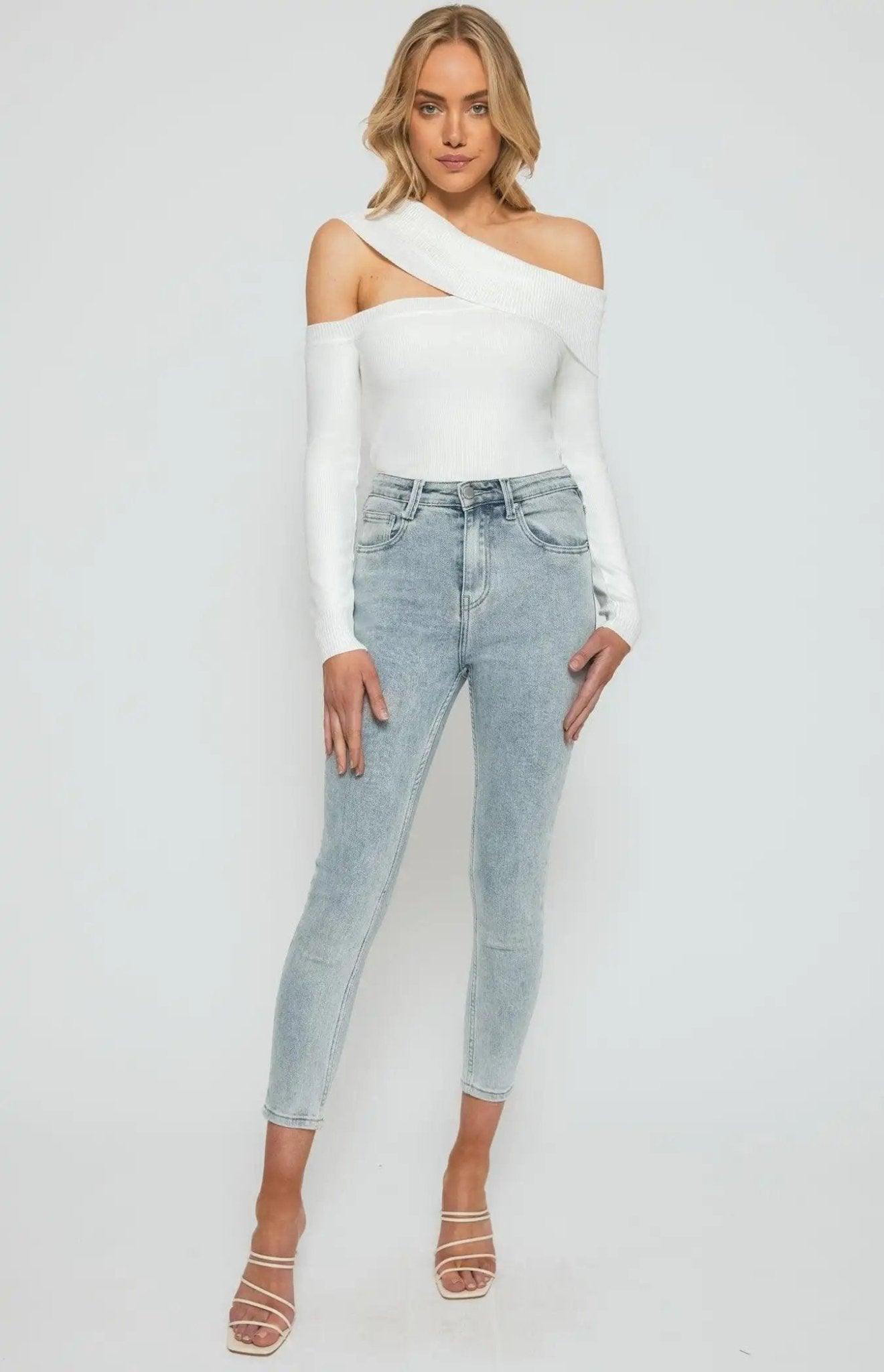 Winnie & Co long sleeve cut out knit top- Shweetcheeks Collection