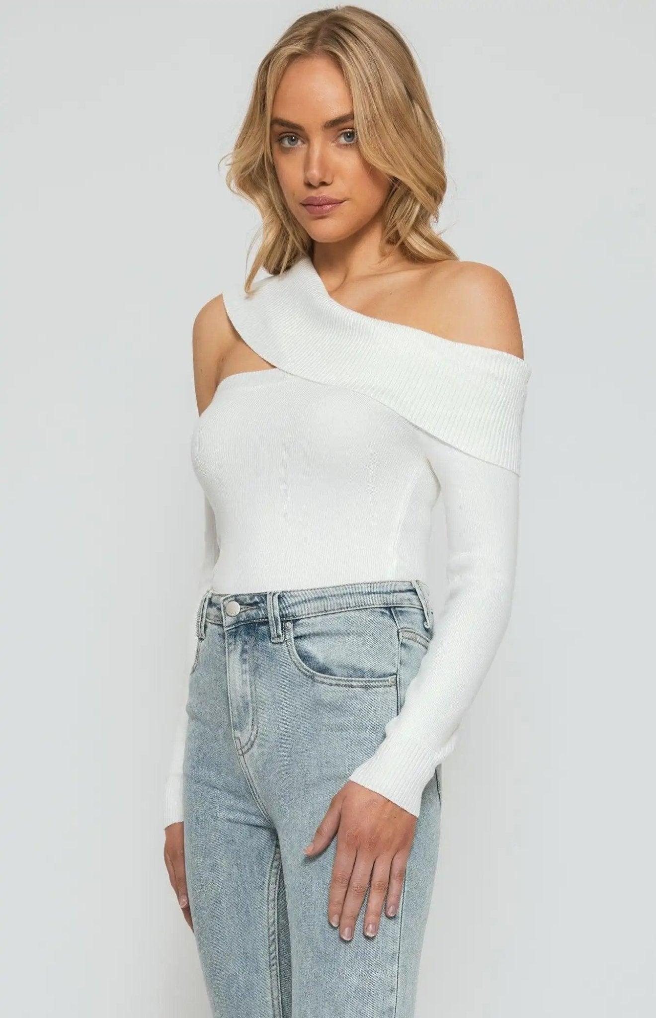 Winnie & Co long sleeve cut out knit top- Shweetcheeks Collection