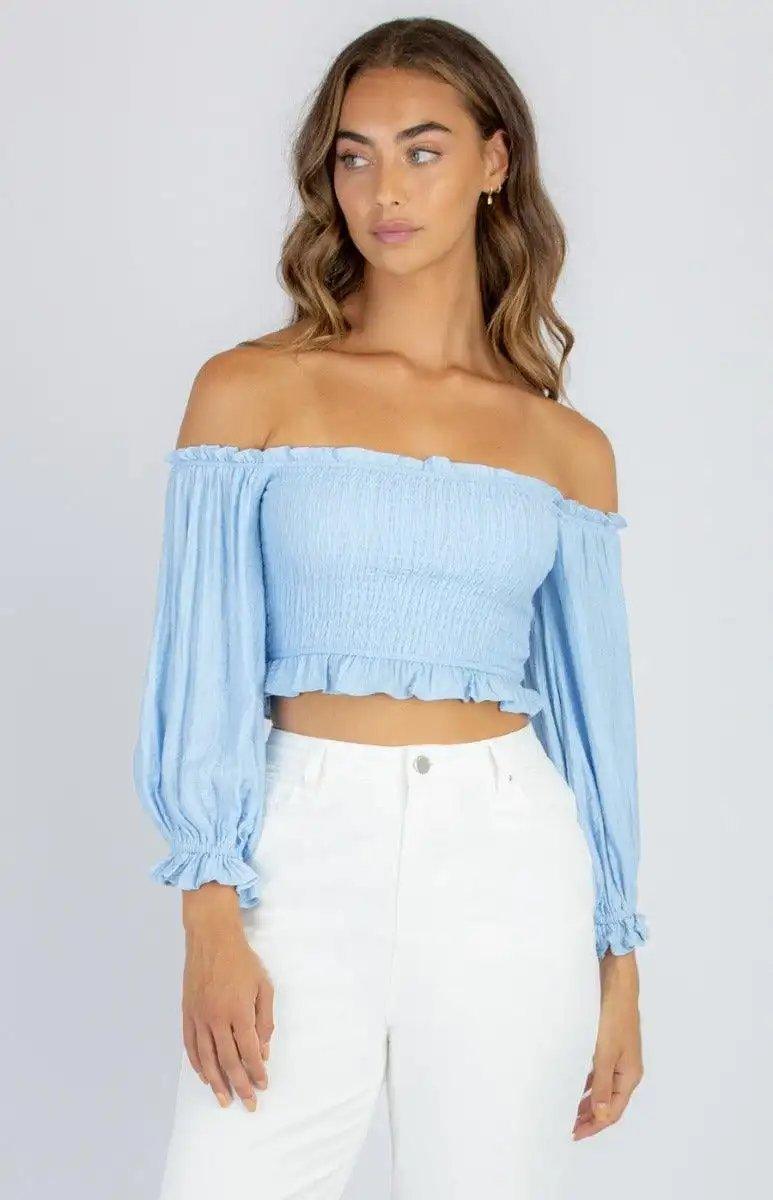 Winnie & Co Shirred 3/4 Sleeves off the shoulder top - Shweetcheeks Collection
