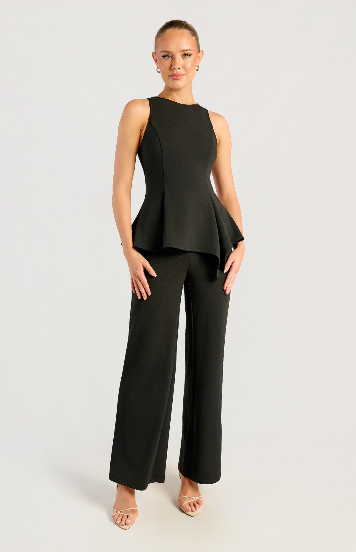 Scoop Neckline Peplum Top