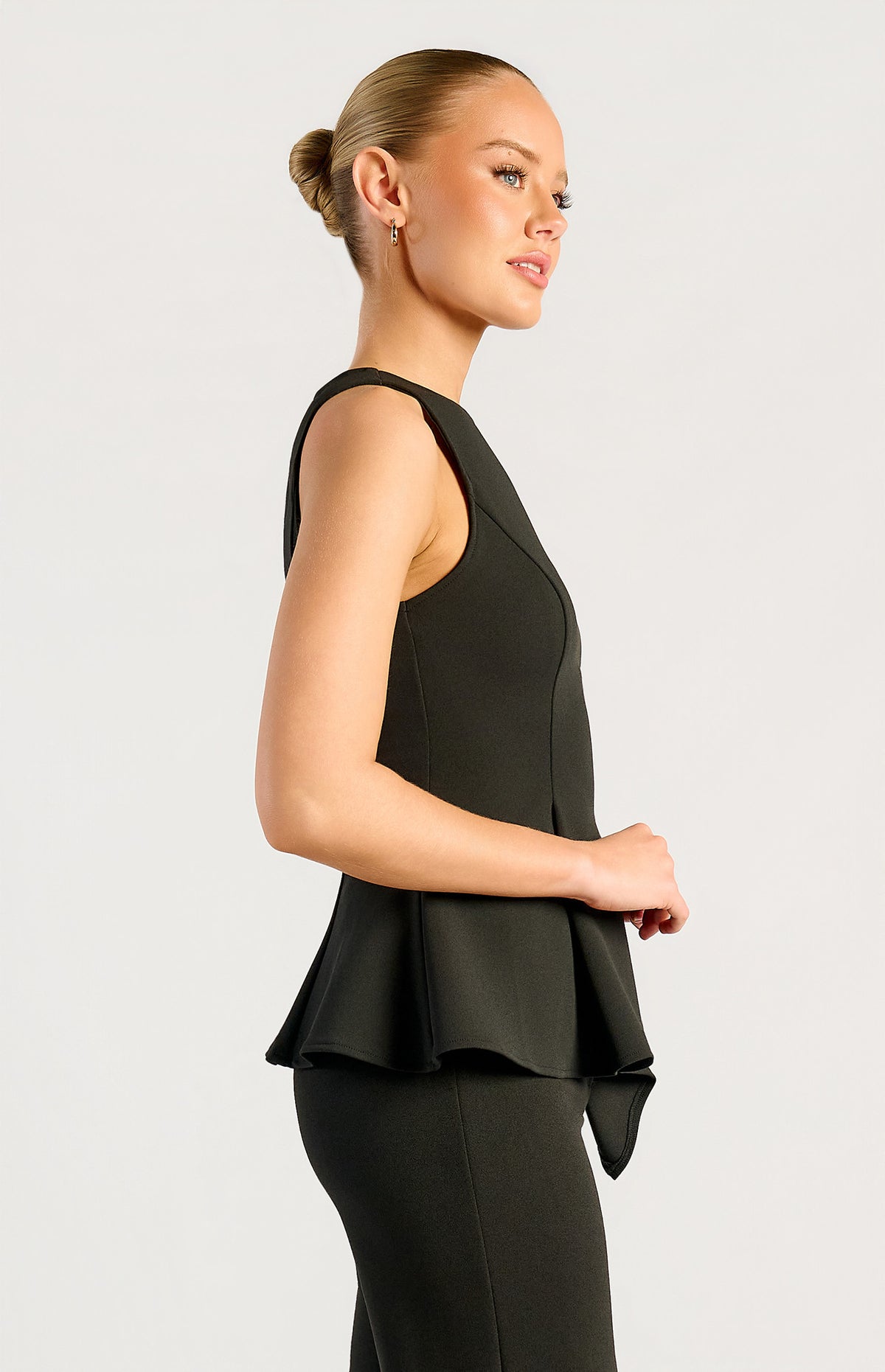 Scoop Neckline Peplum Top
